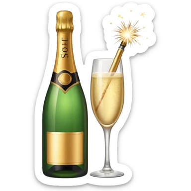 champagne bottle and champagne glasses and champagne sparklers  sticker