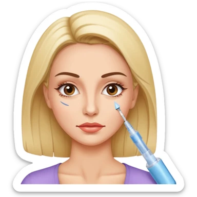 Woman taking a botox only one injection in the face sticker