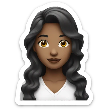 A mixed black and white  female with long brunett wavy hair  sticker