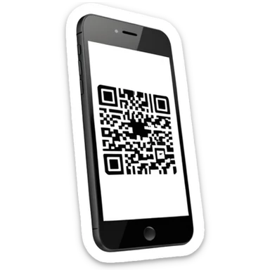 smartphone with QR code displayed on screen sticker