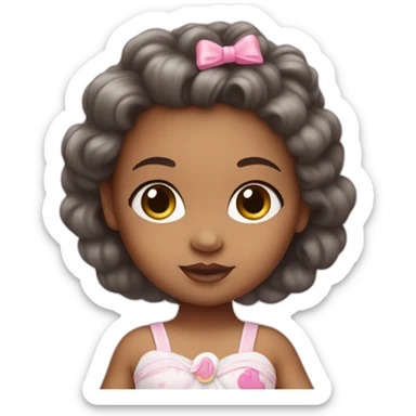 white newborn in a dress with a barbie logo sticker