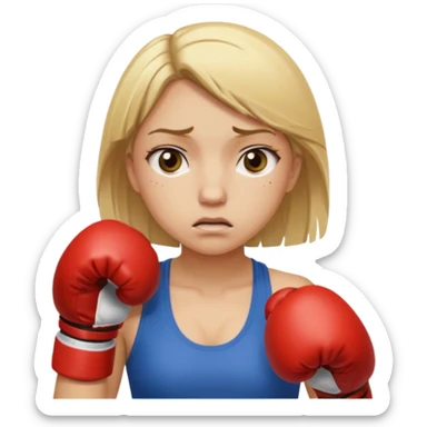 Sad girl with blonde hair boxing  sticker