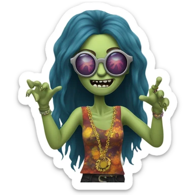  janis joplin zombie  dancing (wearing circle glasses) sticker