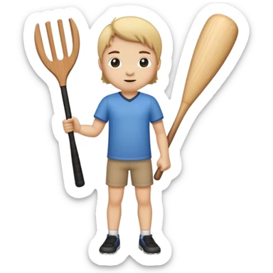 make a stick with legs and arms and a cute face with holding a wooden bat sticker