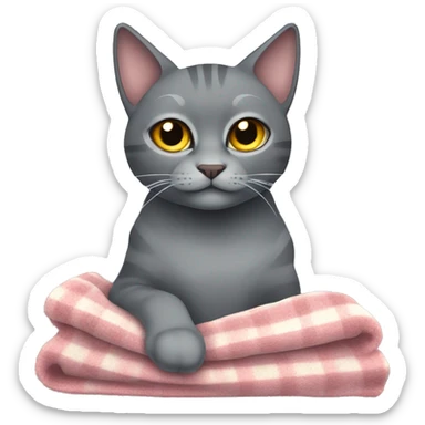 Grey cat spynx with blanket  sticker