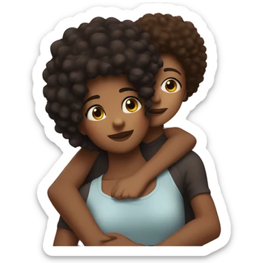 girl with darkhair hugging brown girl with afro  sticker