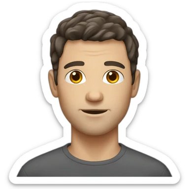 shaved white man with messy dark brown hair sticker