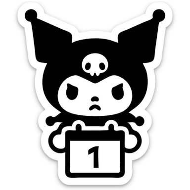 kuromi holding a calendar sticker