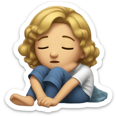 A girl laying down on the floor crying sticker