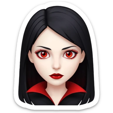 A woman vampire, pale skin, red eyes and black straight hair. sticker