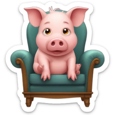 pig sitting on a chair sticker