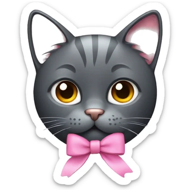 dark gray cat with a pink bow sticker