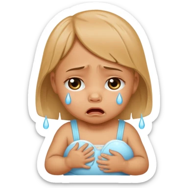 Tan baby girl infant  crying  sticker