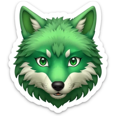 green wolf head sticker