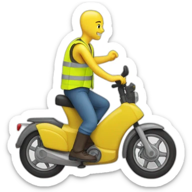 trottinette bald man yellow safety vest sticker