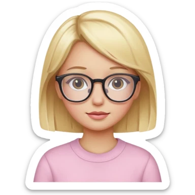 make me an emoji of a blonde girl studying, touch of baby pink sticker
