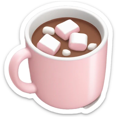 Light Pink mug of hot chocolate with marshmallows  sticker