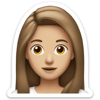 white woman brown long hair eyes brown hearts sticker