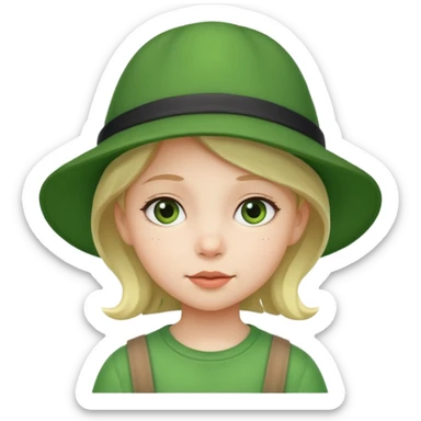 girl kid Character with Green Hats sticker