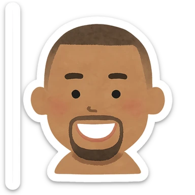 Chris Brown's head in Irasutoya style, smiling, cartoonish, round face, soft pastel colors, no background sticker