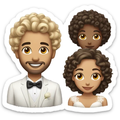 a wedding the man light skin with medium curly hair and the women light skin with long curly hair sticker