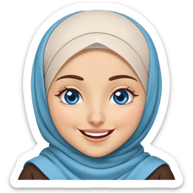 Turkish beautiful finish Konya girl blue eyes with hijab and islamic dress she Winking and laugh  sticker