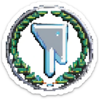YouTube creator badge with silver play button and pixel art details sticker