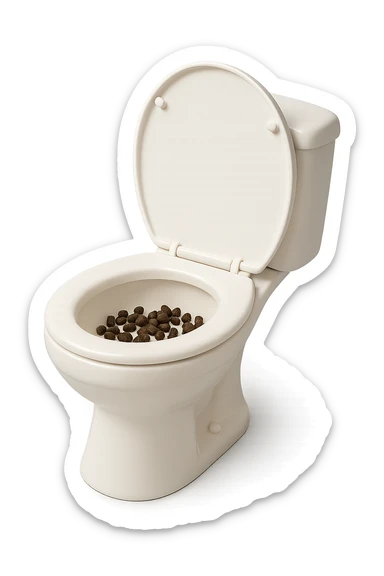 wc dentro cui cadono feci di animale a pallini sticker