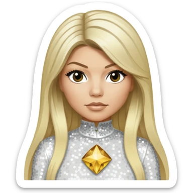 Fergie from Black Eyed Peas with long blonde hair, white sequin outfit  sticker