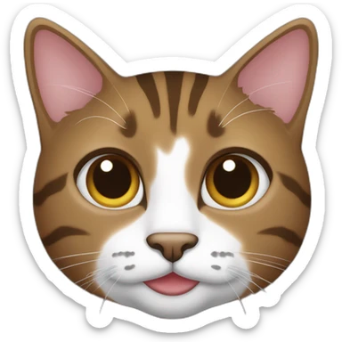 brown tabby cat with brown nose and small white spot on right side of mouth sticker