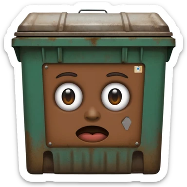 This ai emoji generator in a dumpster sticker