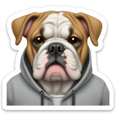 English bulldog wearing a hoodie ￼ sticker