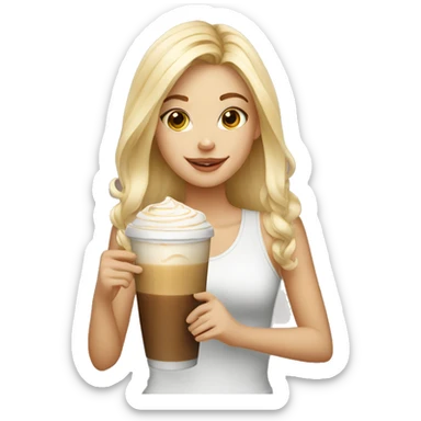 Blonde girl with ice latte  sticker