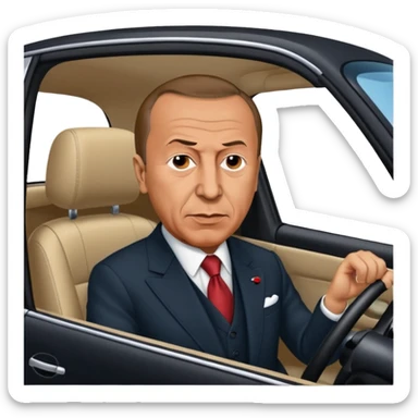 Recep Tayyip Erdoğan araba kullanıyor sticker