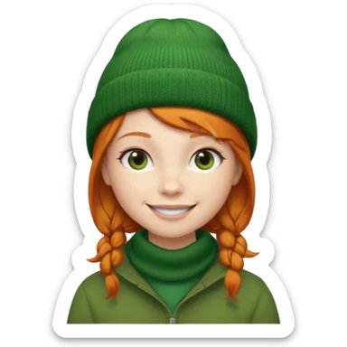  ginger girl with a green beanie sticker