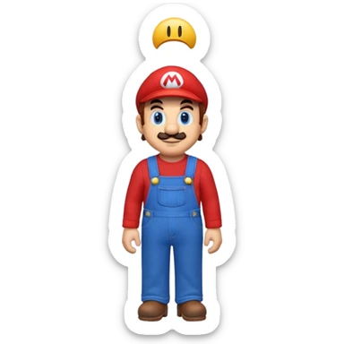 Mario character with red long sleeve shirt and blue overalls sticker