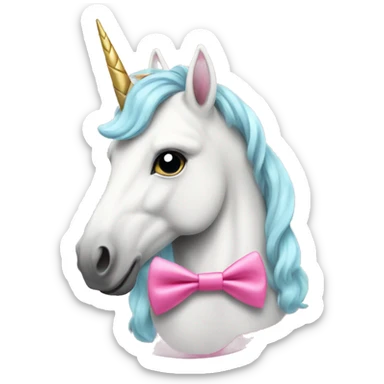 A unicorn with a pink bow tie sticker