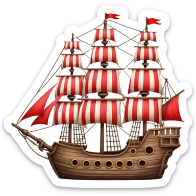 pirate ship red and white lines  sticker