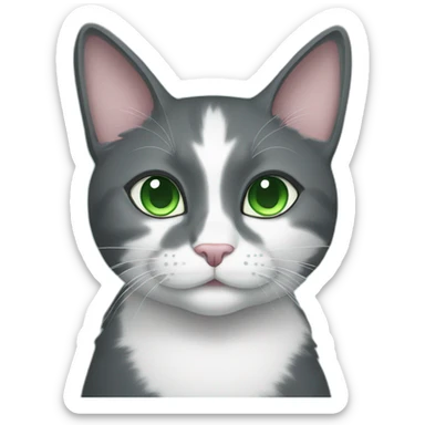 dark gray and white cat with green eyes sticker
