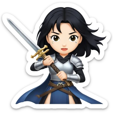 girl with black hair with sword sticker