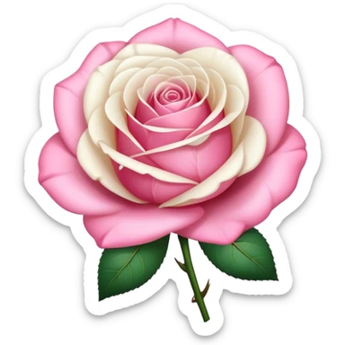 beautiful realistic aesthetic single rose in white and pink with an ivory colored bow  sticker