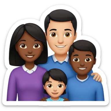 Couple of married man and woman with one kid teenager on the middle with black hair sticker