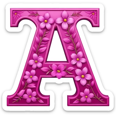 Magenta flowery romantic alphabet letter sticker