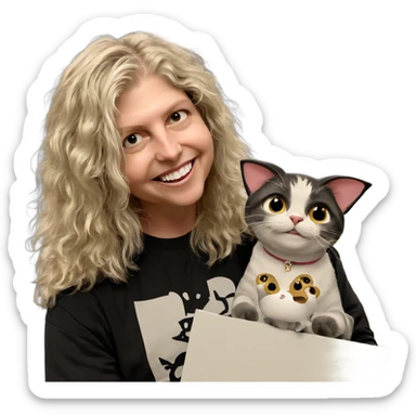 smiling boy with cat ears sticker