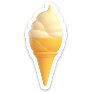 single vanilla ice cream scoop, cartoon style, round, smooth, pale yellow, no cone, no background sticker