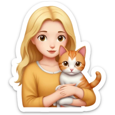 Girl with cat in hands sticker