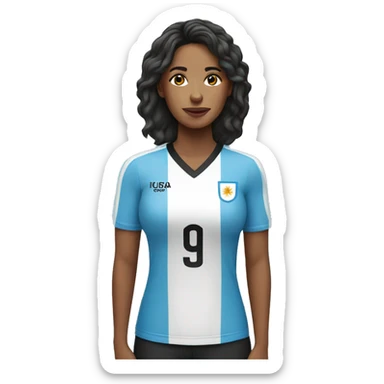 Woman wearing Uruguay jersey sticker