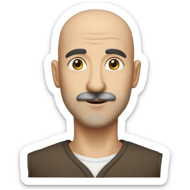 Tall Bald Turkish Man with fair skin and brown mustache sticker
