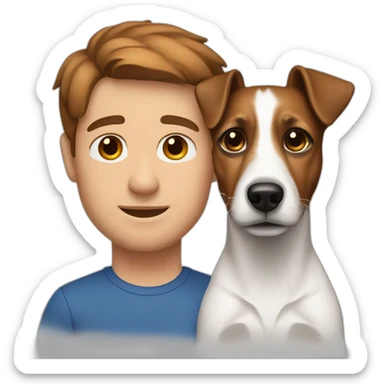 Man with brown hair with jack russell terrier sticker