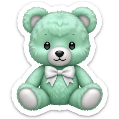 Mint green teddy bear with a bow sticker